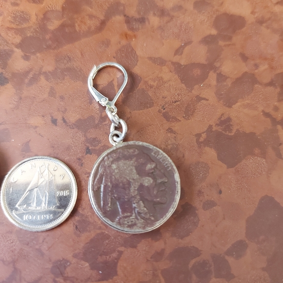 Silver 925 Old American Nickel Coin Earrings - Picture 3 of 6